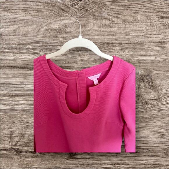 Lily Pulitzer Dress Charlene Shift Pink Womens Pockets Gold Buttons Size Medium - Picture 3 of 11